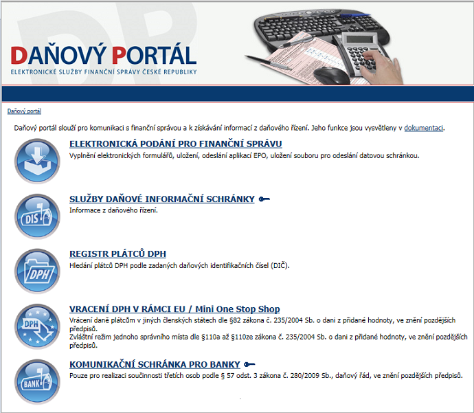Daňový portál – elektronické služby Finanční správy ČR