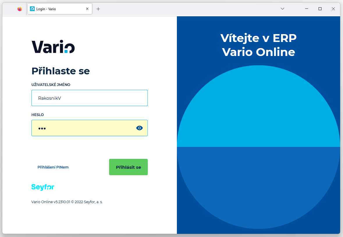 Přihlášení do Varia Online