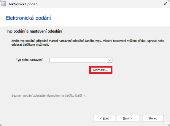 Dialog Elektronická podání