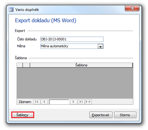 Doplněk Export dokladu (MS Word)