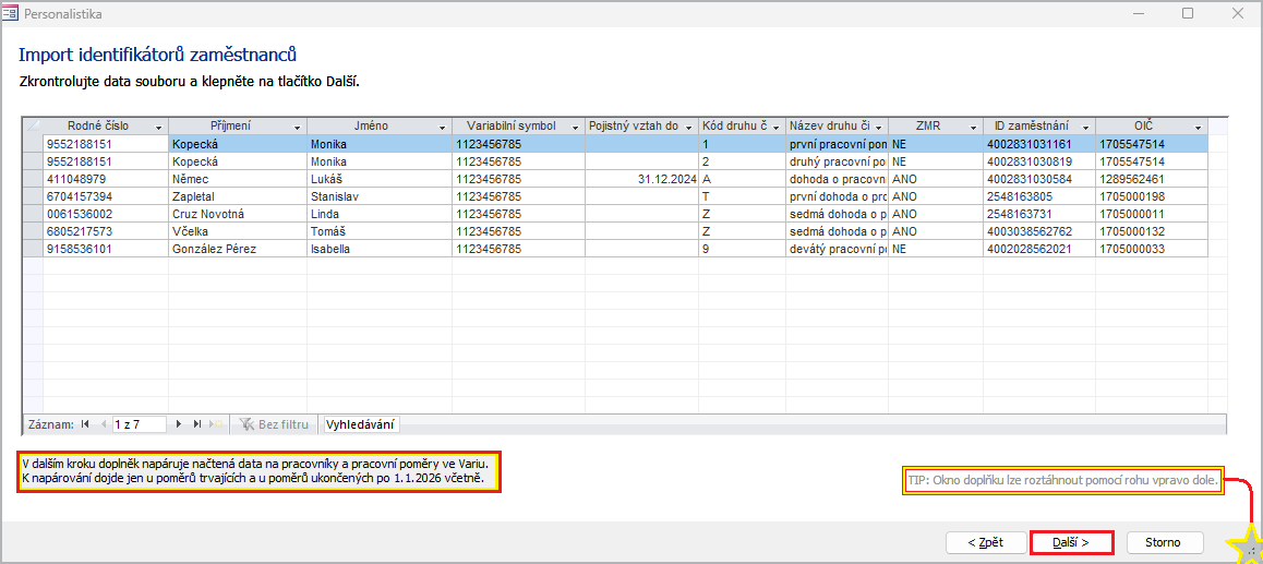 Doplněk Import identifikátorů zaměstnanců (JMHZ)