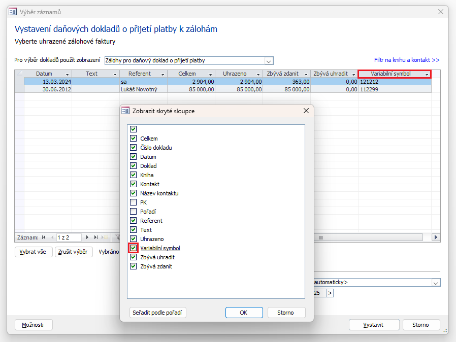  Zobrazování variabilního symbolu výrazně zlepší přehlednost a efektivitu při vyhledávání faktur