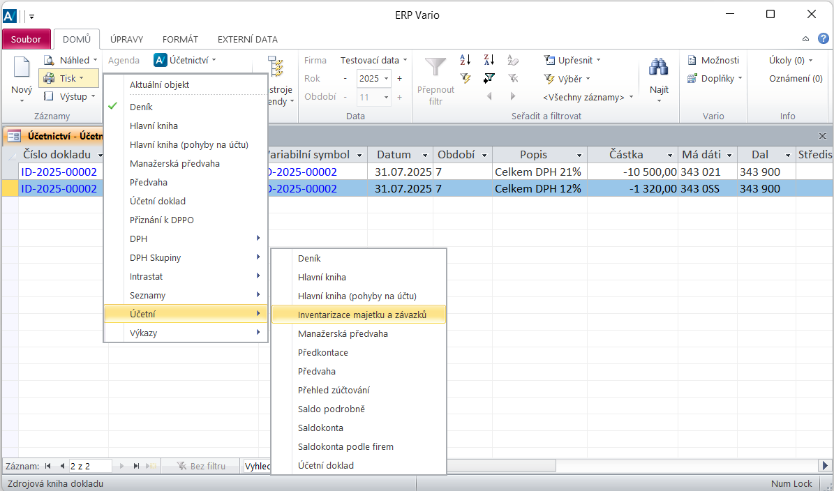 Spuštění tiskového formuláře Spuštění tiskového formuláře