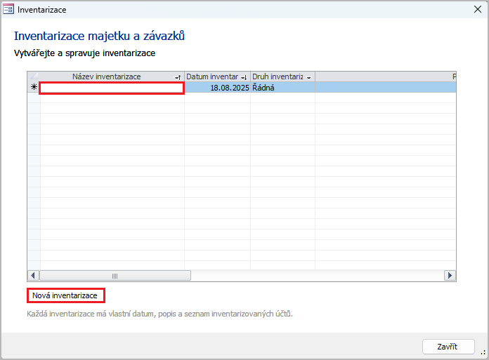 Nová inventarizace Nová inventarizace
