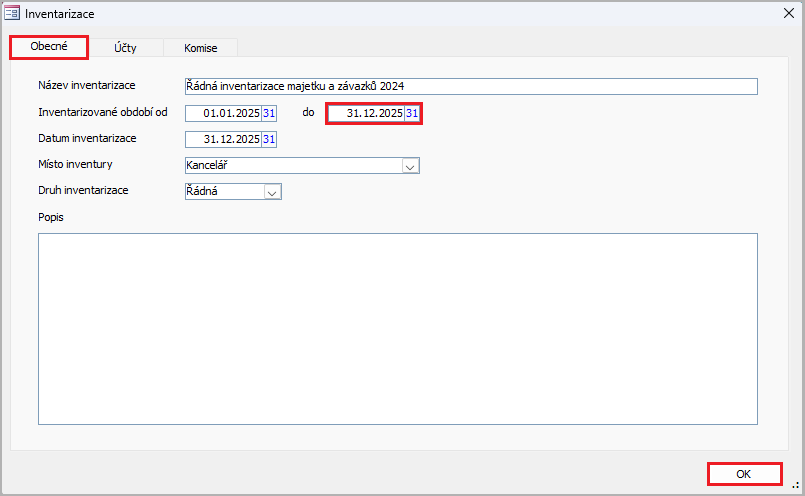 Detail inventarizace Detail inventarizace