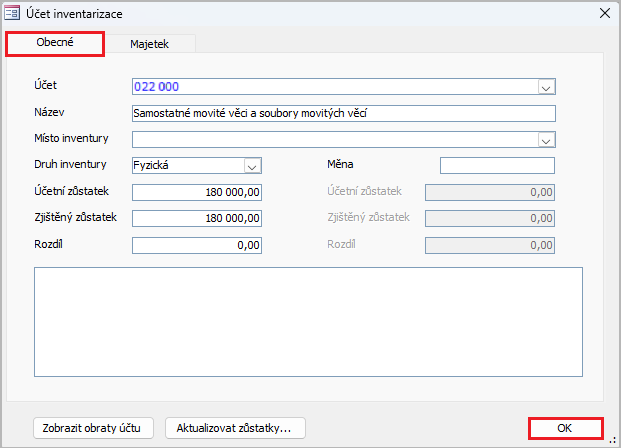 Detail účtu Detail účtu