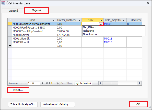 Karta Majetek nebo Doklady Karta Majetek nebo Doklady