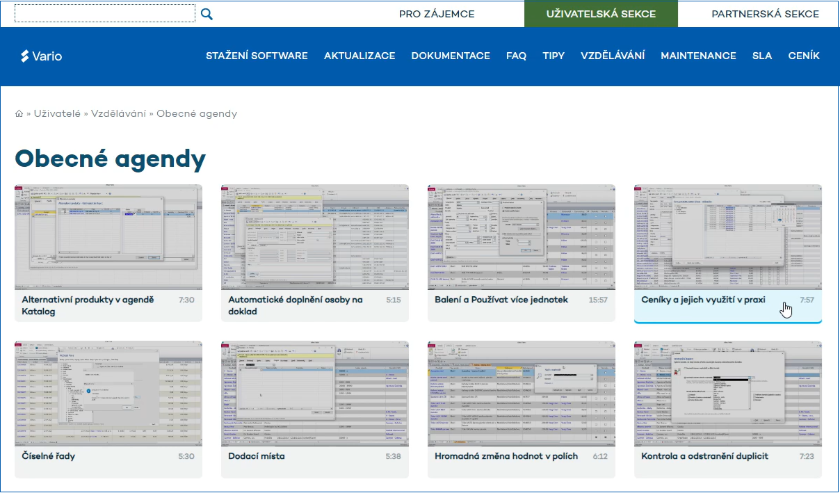 Výuková videa pokrývají širokou škálu témat a jsou připravena pro všechny uživatele, ať už jste součástí týmu nebo jen zkoušíte Vario poprvé