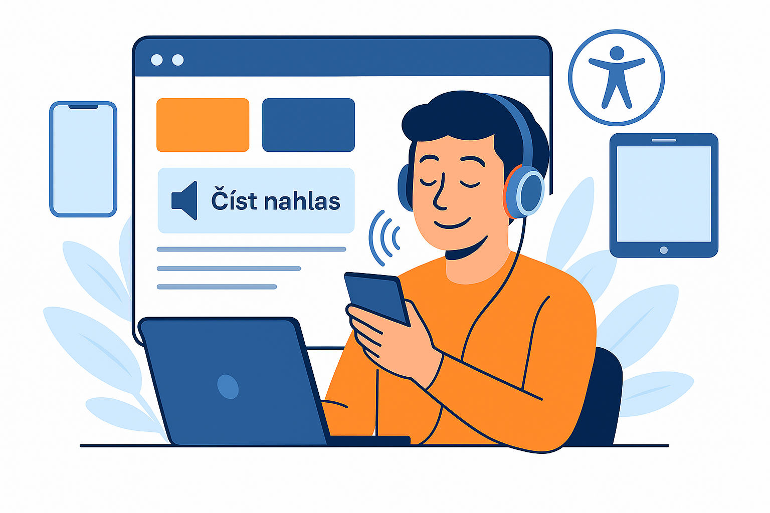 Poslechněte si souhrn změn nebo text nápovědy. Obrázek vygeneroval Copilot.